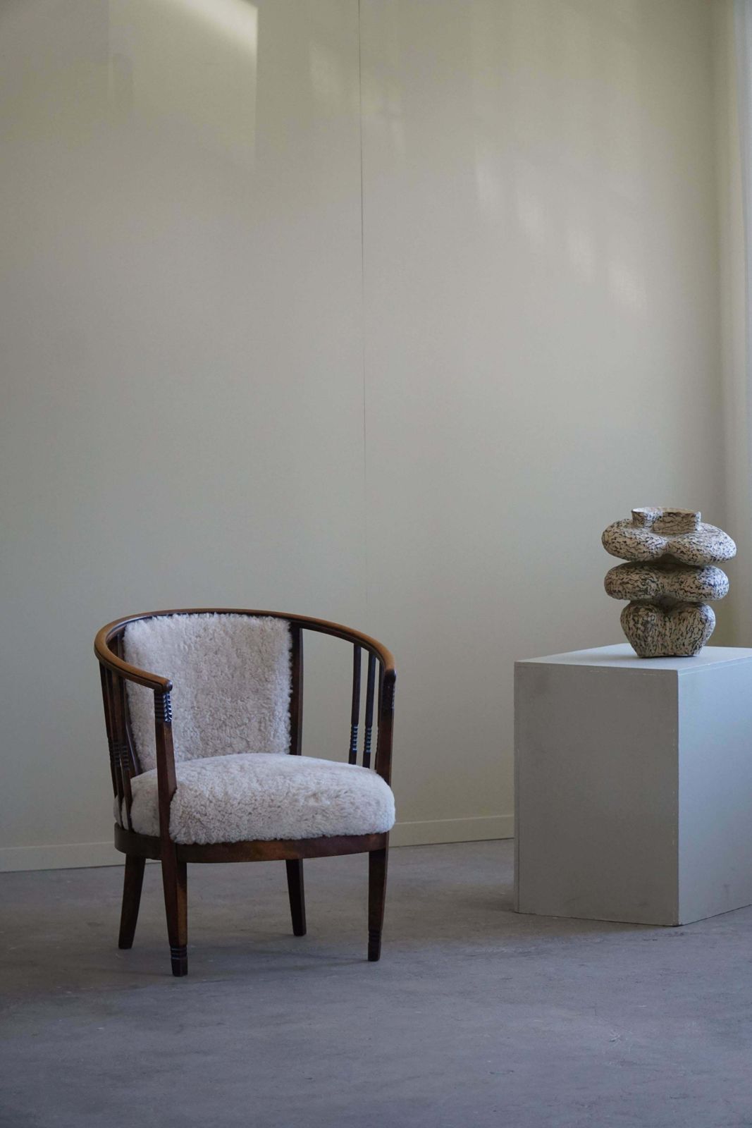 Pair Of Danish Armchairs In Beech, Reupholstered Lambswool, Jugendstil, 1900s photo 4287.0