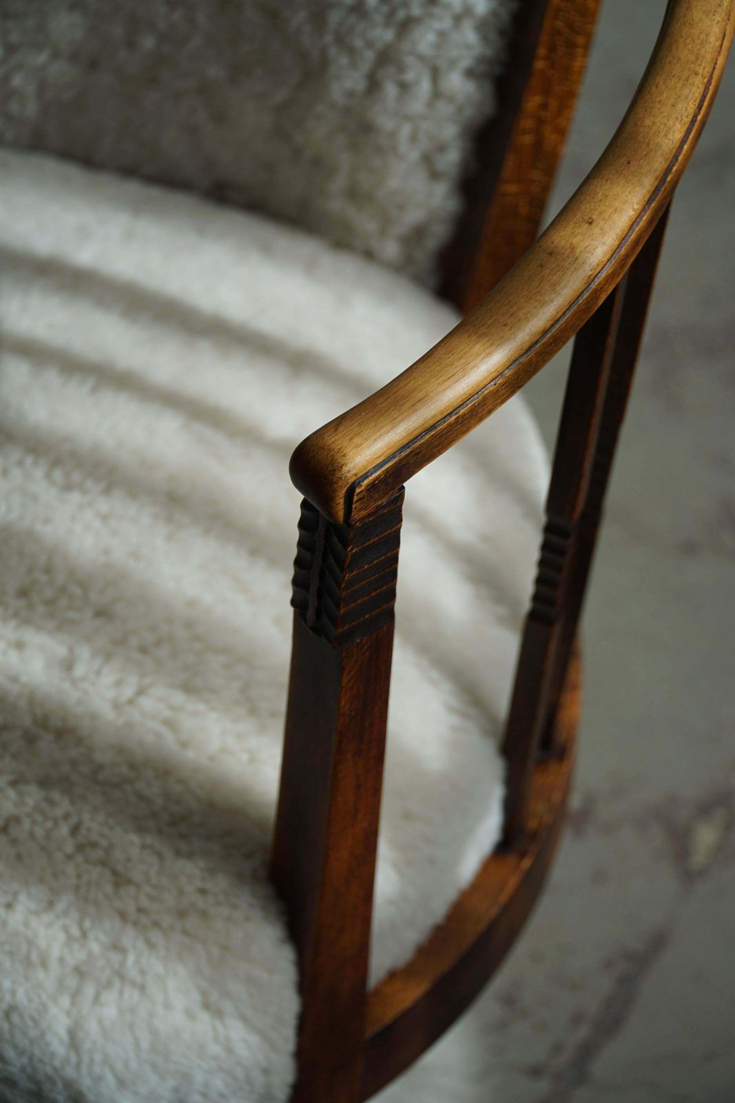 Pair Of Danish Armchairs In Beech, Reupholstered Lambswool, Jugendstil, 1900s photo vinterior