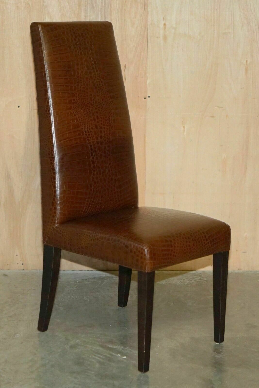 Pair Of Fendi Alligator Crocodile Patina Brown Leather Occasional Chairs photo for sale
