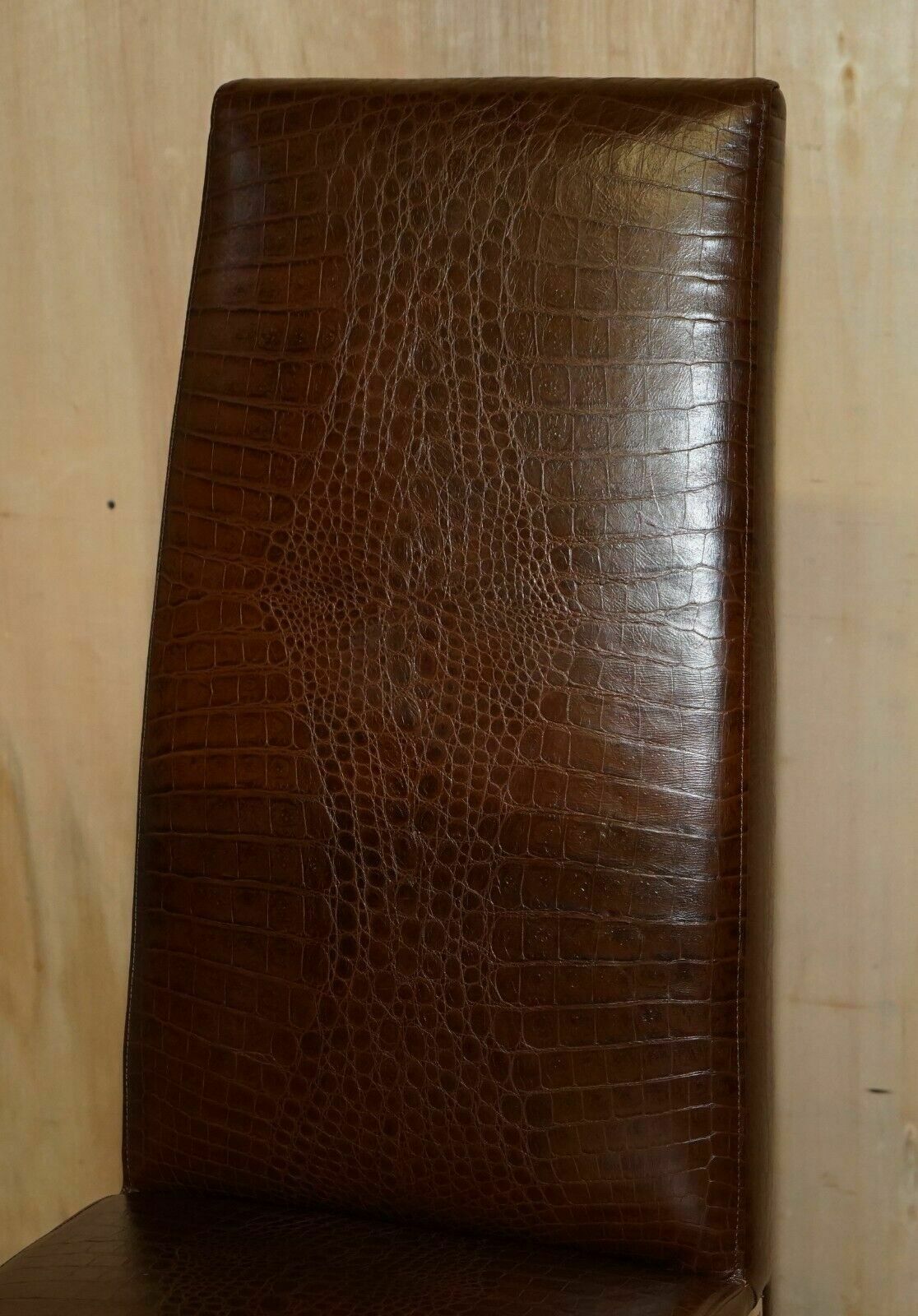 Pair Of Fendi Alligator Crocodile Patina Brown Leather Occasional Chairs photo 1950.0