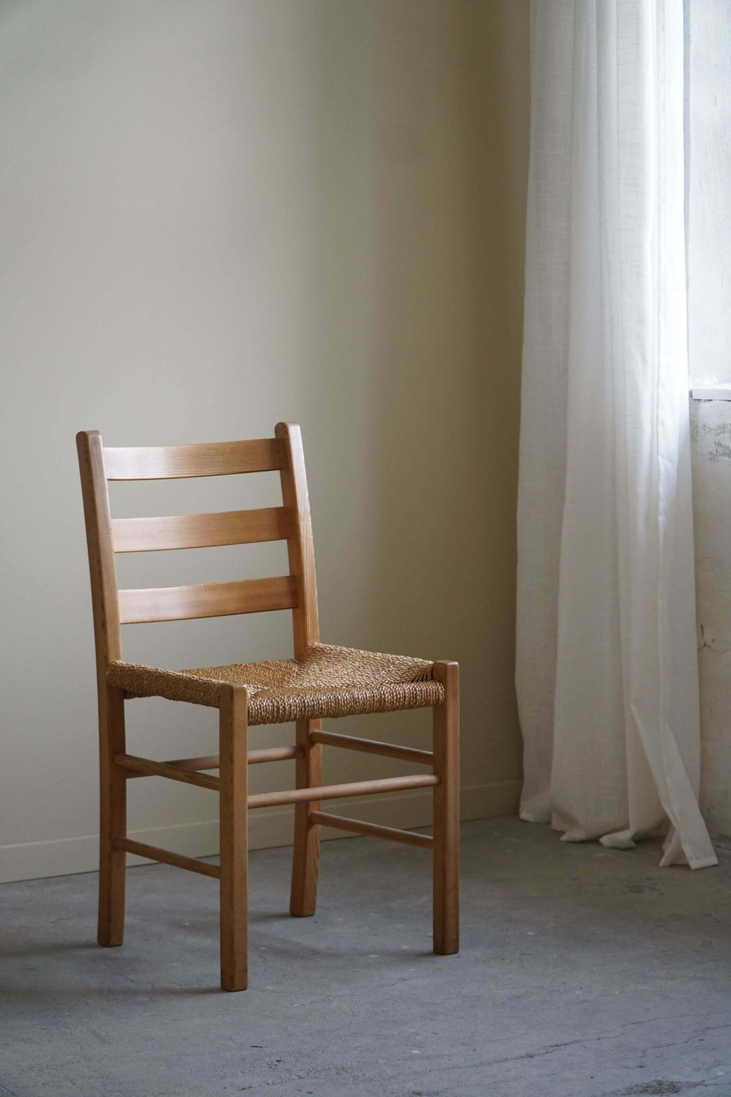 Set Of 10 Dining Chairs In Pine & Seagrass Seats, Danish Mid Century, 1960s photo vinterior