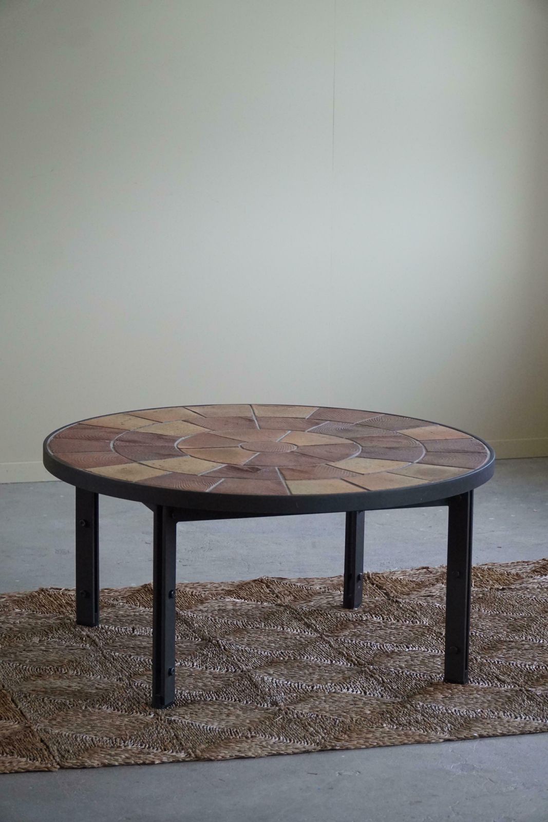 Danish Modern, Sofa Table In Steel & Ceramic Tiles, Made By Sallingbroe, 1970s photo for sale