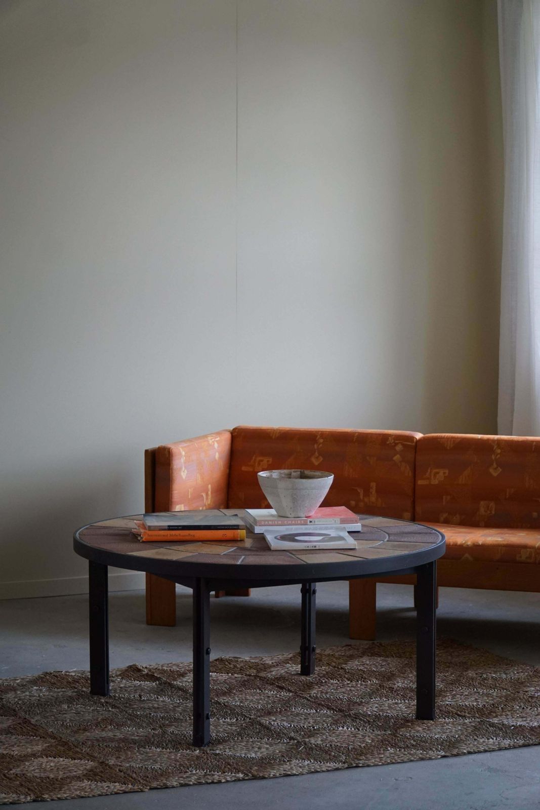Furniture Danish Modern, Sofa Table In Steel & Ceramic Tiles, Made By Sallingbroe, 1970s photo