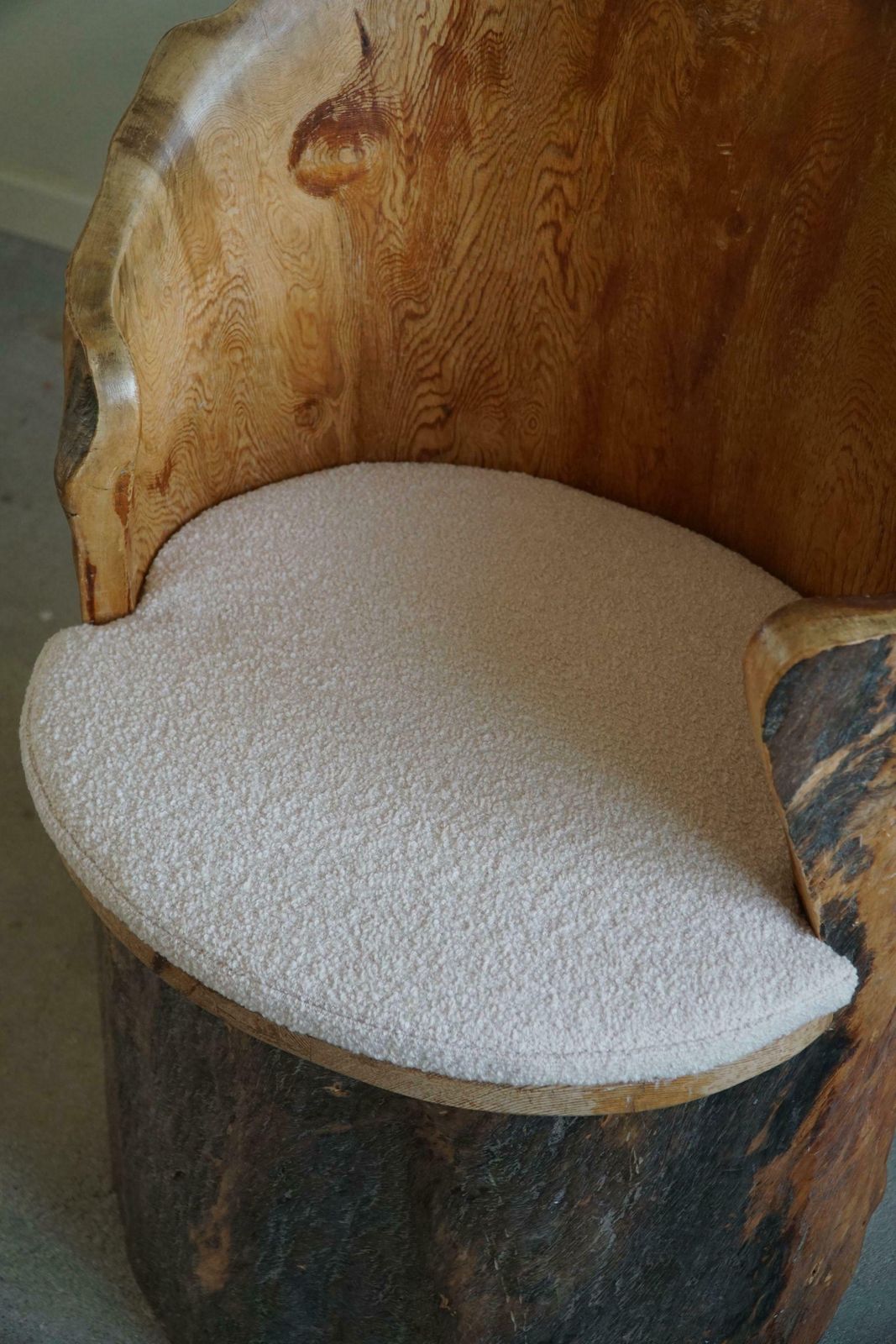 Hand Carved Brutalist Stump Chair In Solid Pine, Wabi Sabi Style, Swedish, 1970s photo 2968.0
