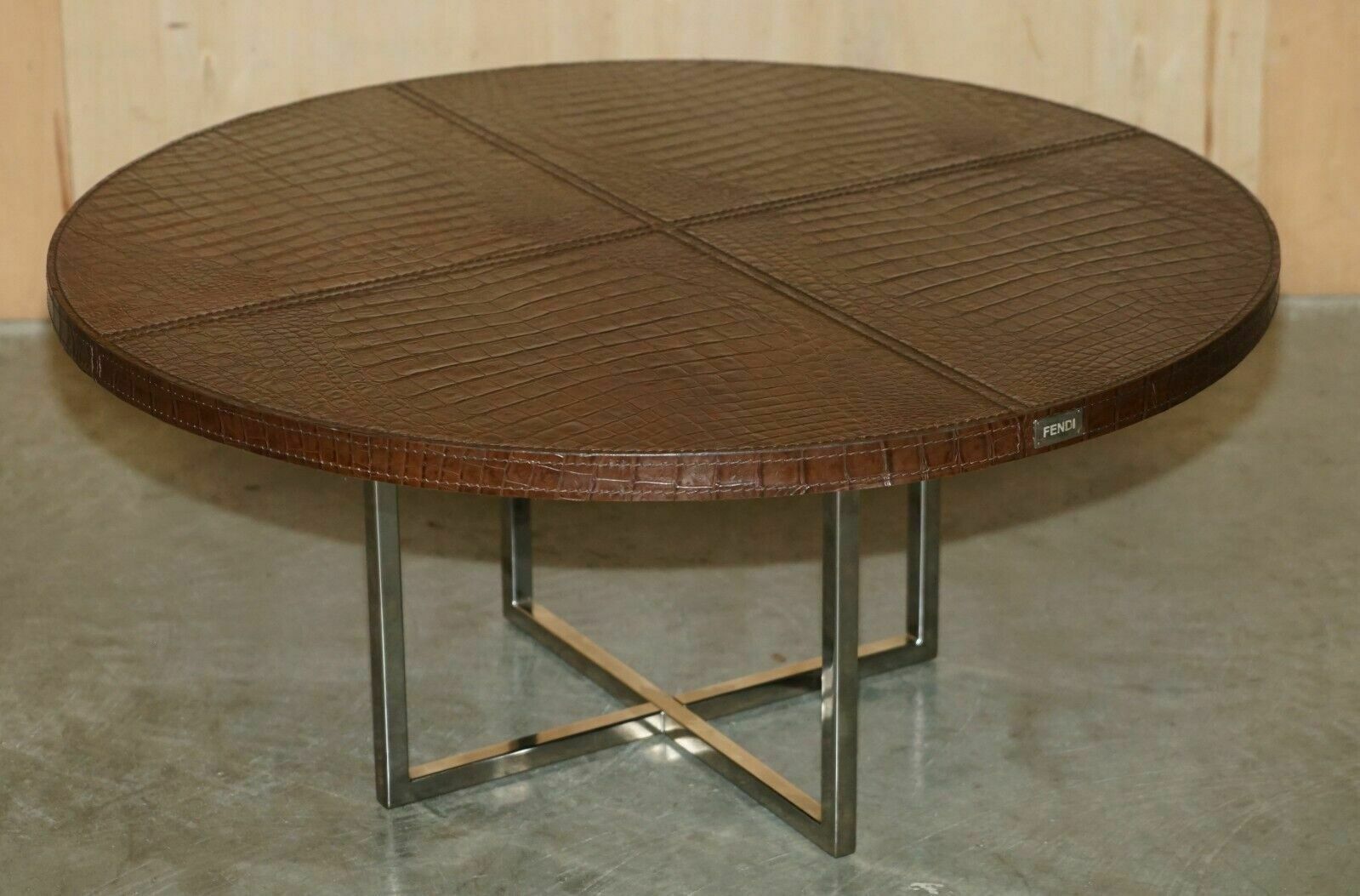 Stunning Fendi Crocodile / Alligator Brown Leather Patina Coffee Cocktail Table photo Furniture