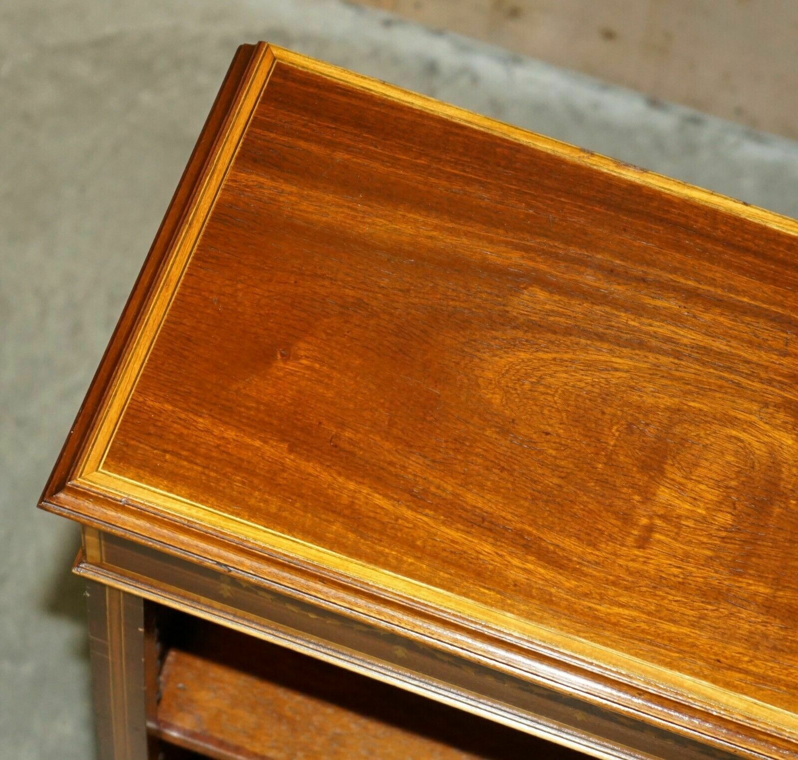 photo furniture Exquisitely Inlaid Brights Of Nettlebed Sheraton Revival Dwarf Open Bookcase