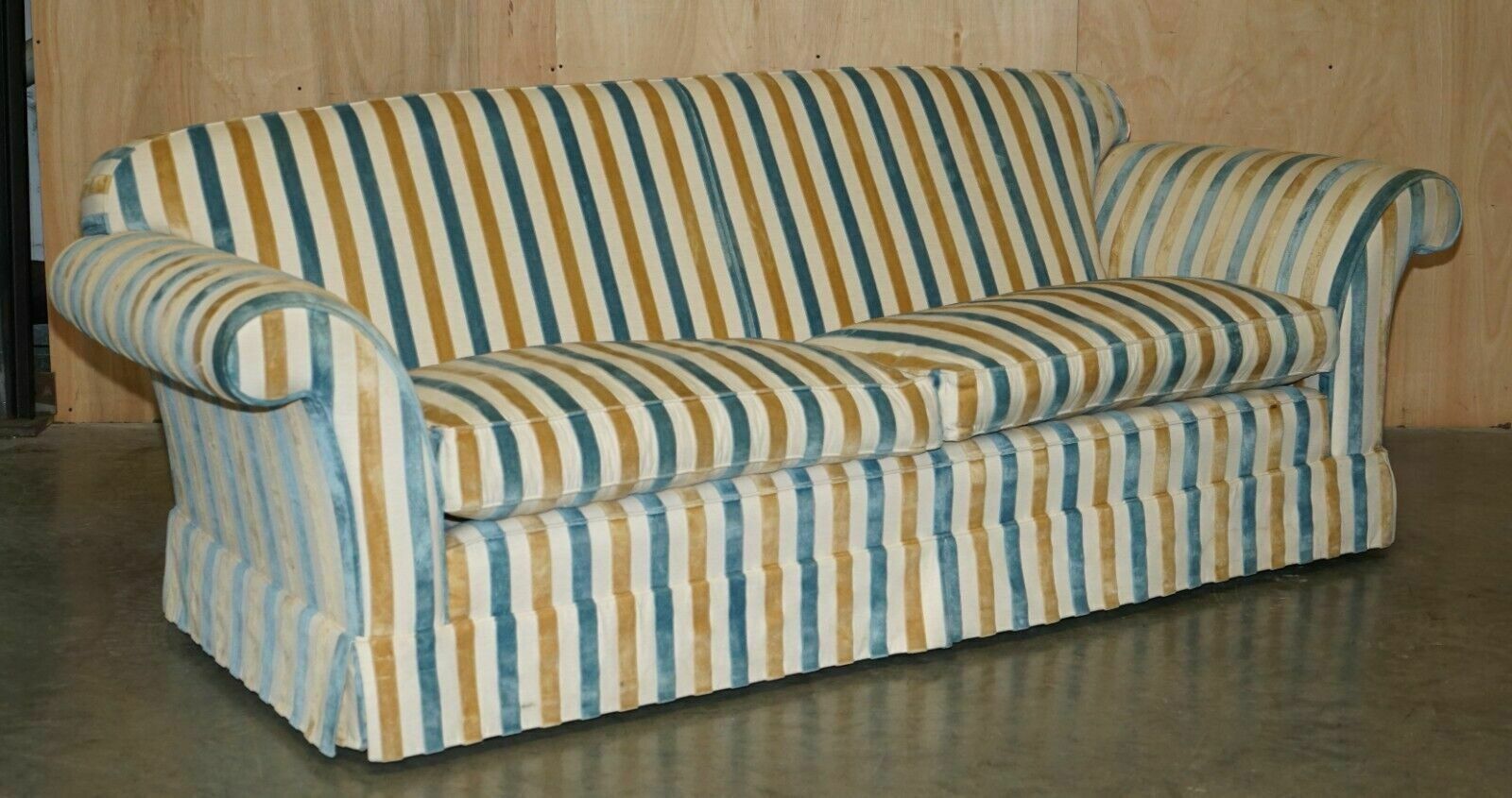 1 Of 2 Stunning Mulberry Home Designer Contemporary Striped Three Seater Sofas photo for sale