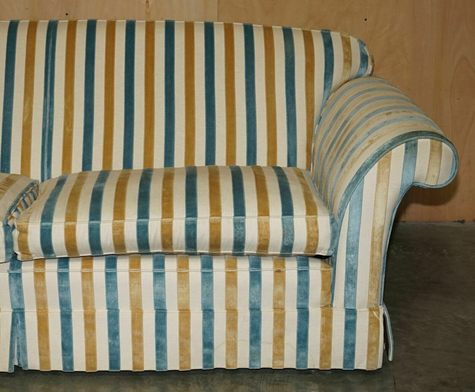 1 Of 2 Stunning Mulberry Home Designer Contemporary Striped Three Seater Sofas photo buy