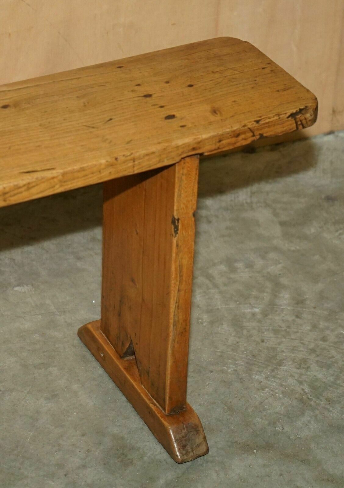 Pair Of Victorian English Oak Antique Lightly Burred Dining Table Bench Pew Seat photo vinterior