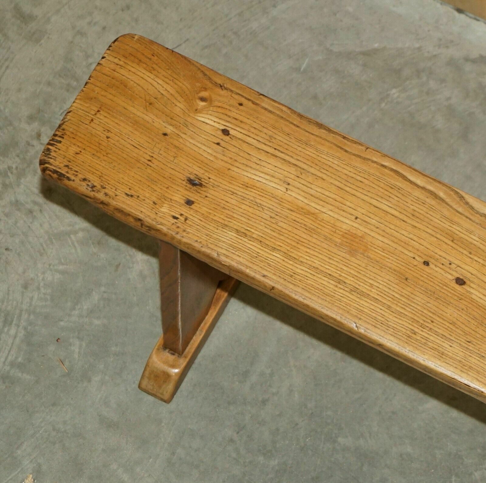1950.0 Pair Of Victorian English Oak Antique Lightly Burred Dining Table Bench Pew Seat photo