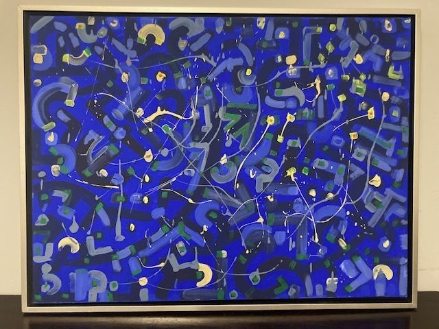 photo furniture Abstract Painting On Contemporary Art Canvas With Acrylic Enamels On Silver Frame