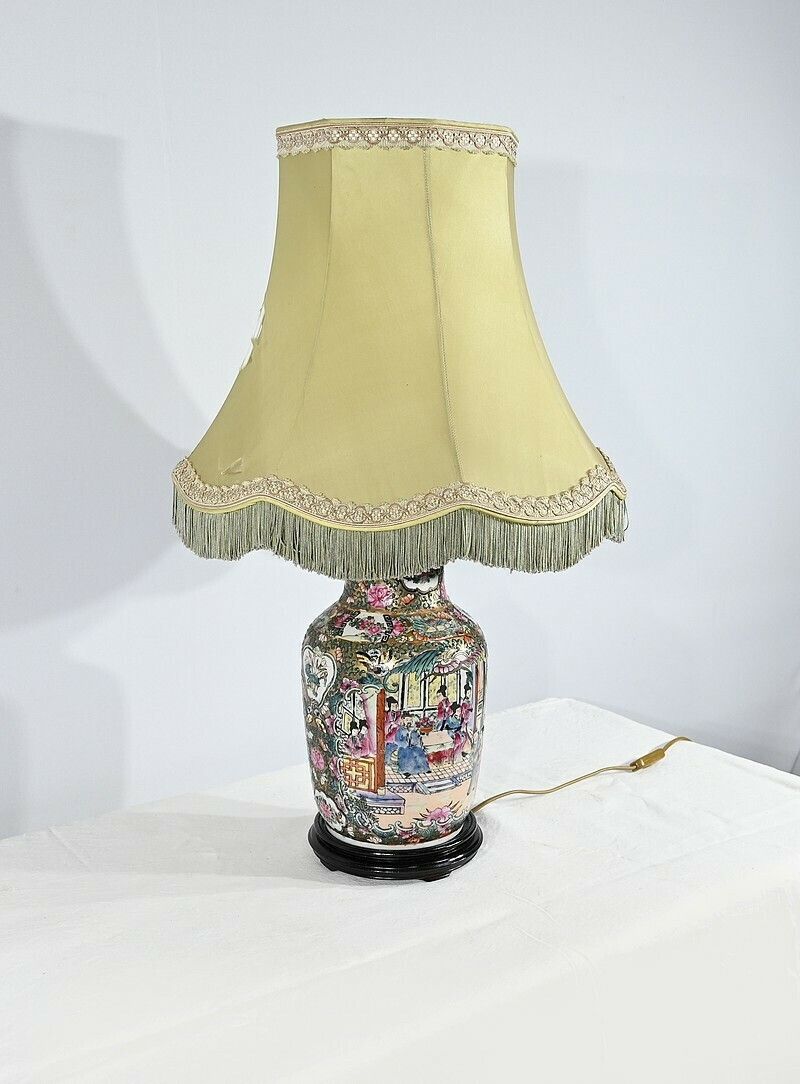 Canton Porcelain Lamp, China – Late 19th Century photo for sale