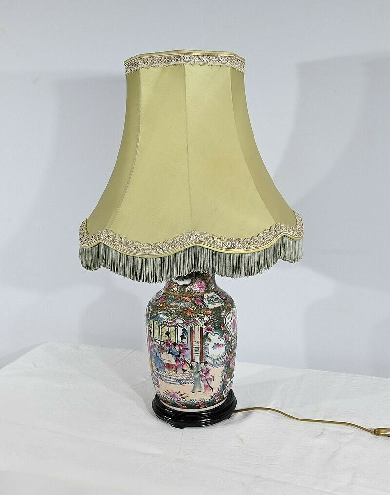 Canton Porcelain Lamp, China – Late 19th Century photo Lighting