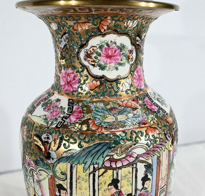 Canton Porcelain Lamp, China – Late 19th Century photo vinterior