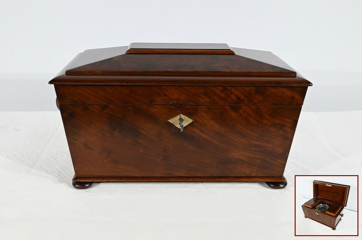 Rare English Tea Caddy In Mahogany   Mid 19th Century