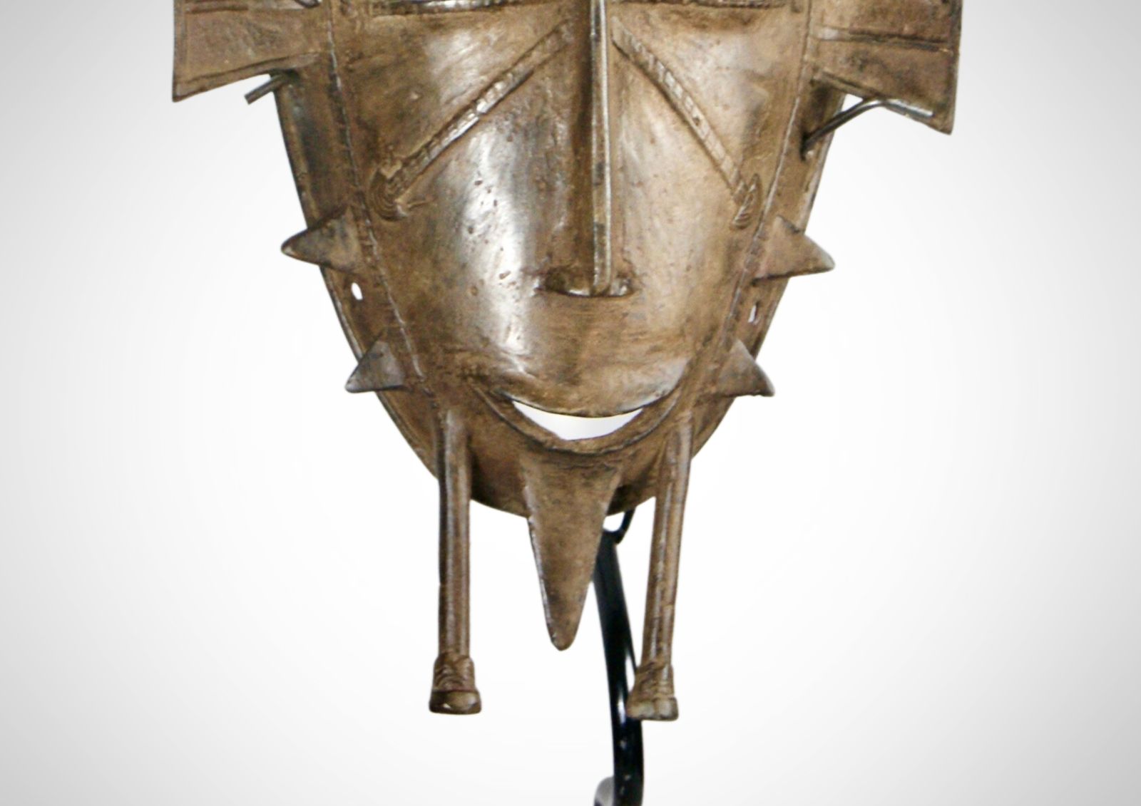 West Africa Senufo Cast Bronze Face Mask Kpelie, Circa 1940s photo vintage