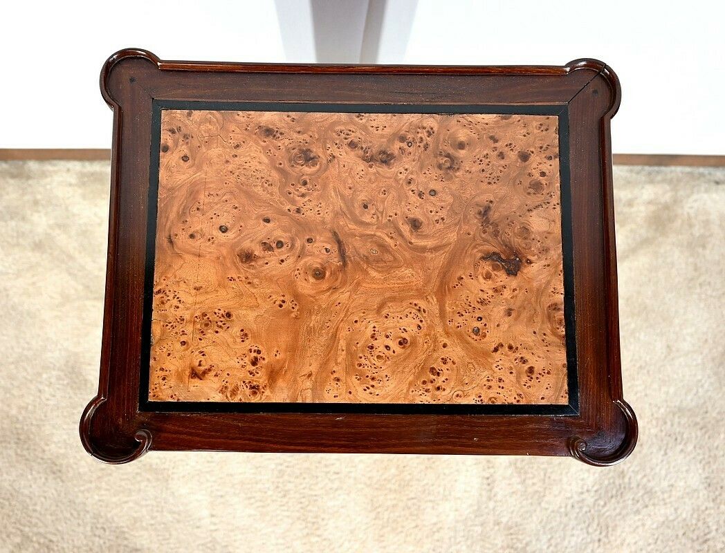 Small Chiffonnière Table In Mahogany And Amboyna Burl, Louis XVI Period – Late 18th Century photo 3256.1290326900003