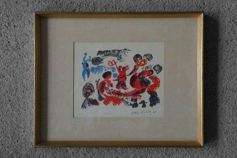 Paul Holsby, Yster Lek, Color Lithograph, 1967, Framed photo furniture