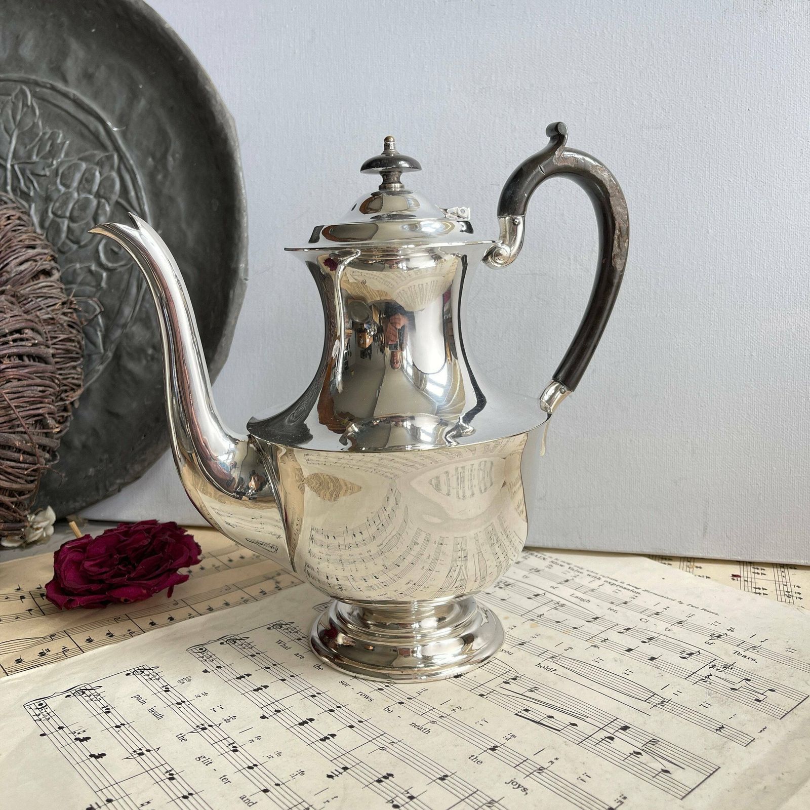 Anitque Coffee Pot, Hot Water Pot, Silver Plate, James Deakin, Serving Pot, Shabby Chic