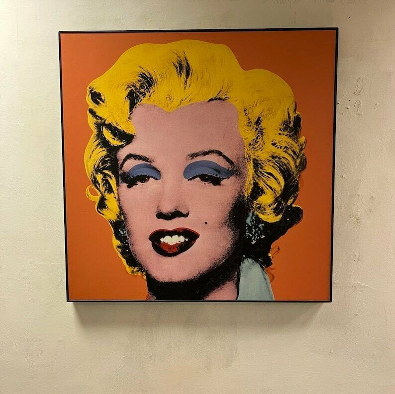Large Framed Pop Art Print On Board Of Marilyn Monroe In The Style Of Andy Warhol