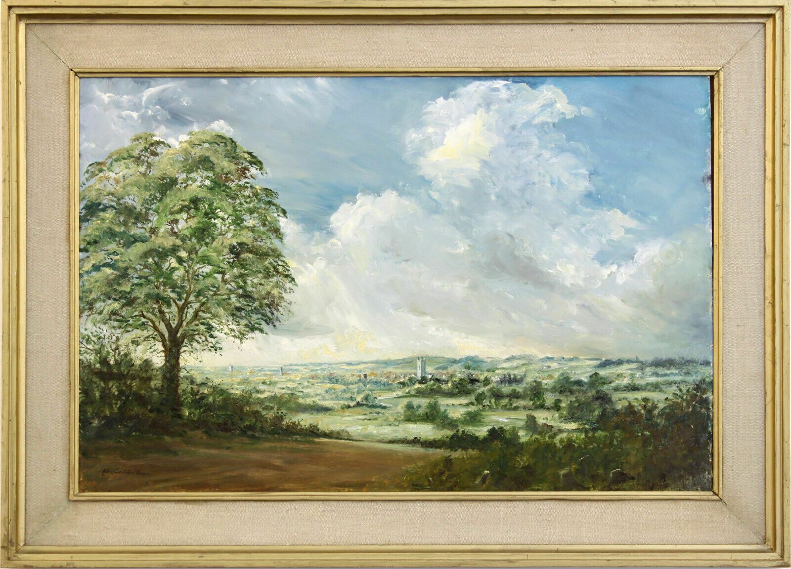 Oil On Board By John Constable Reeve. Suffolk Countryside View, Mettingham