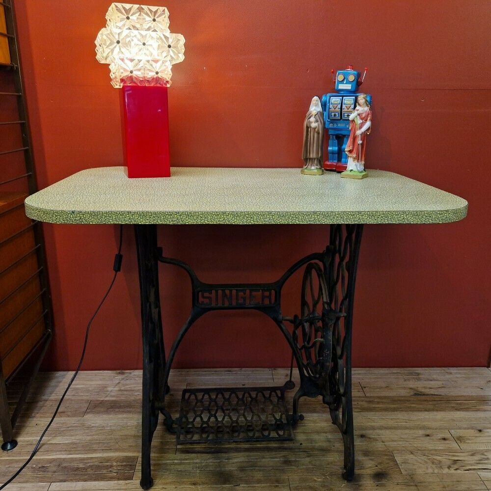 Yellow 1960's Table With Sewing Machine Base photo buy
