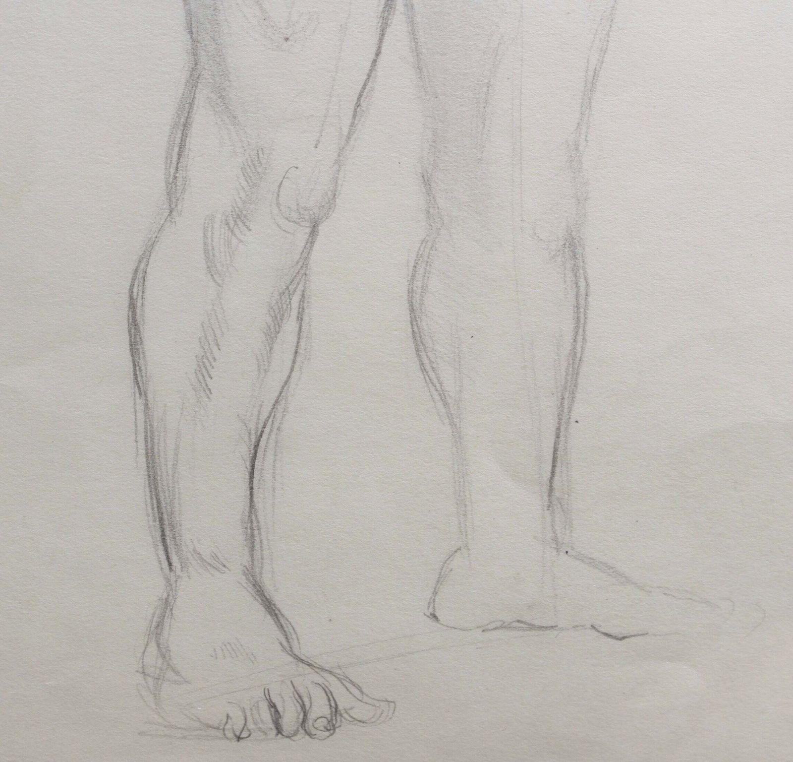 Muscular Man Pencil Drawing By Bernard Sleigh Rbsa (Circa 1900 1920) photo vintage