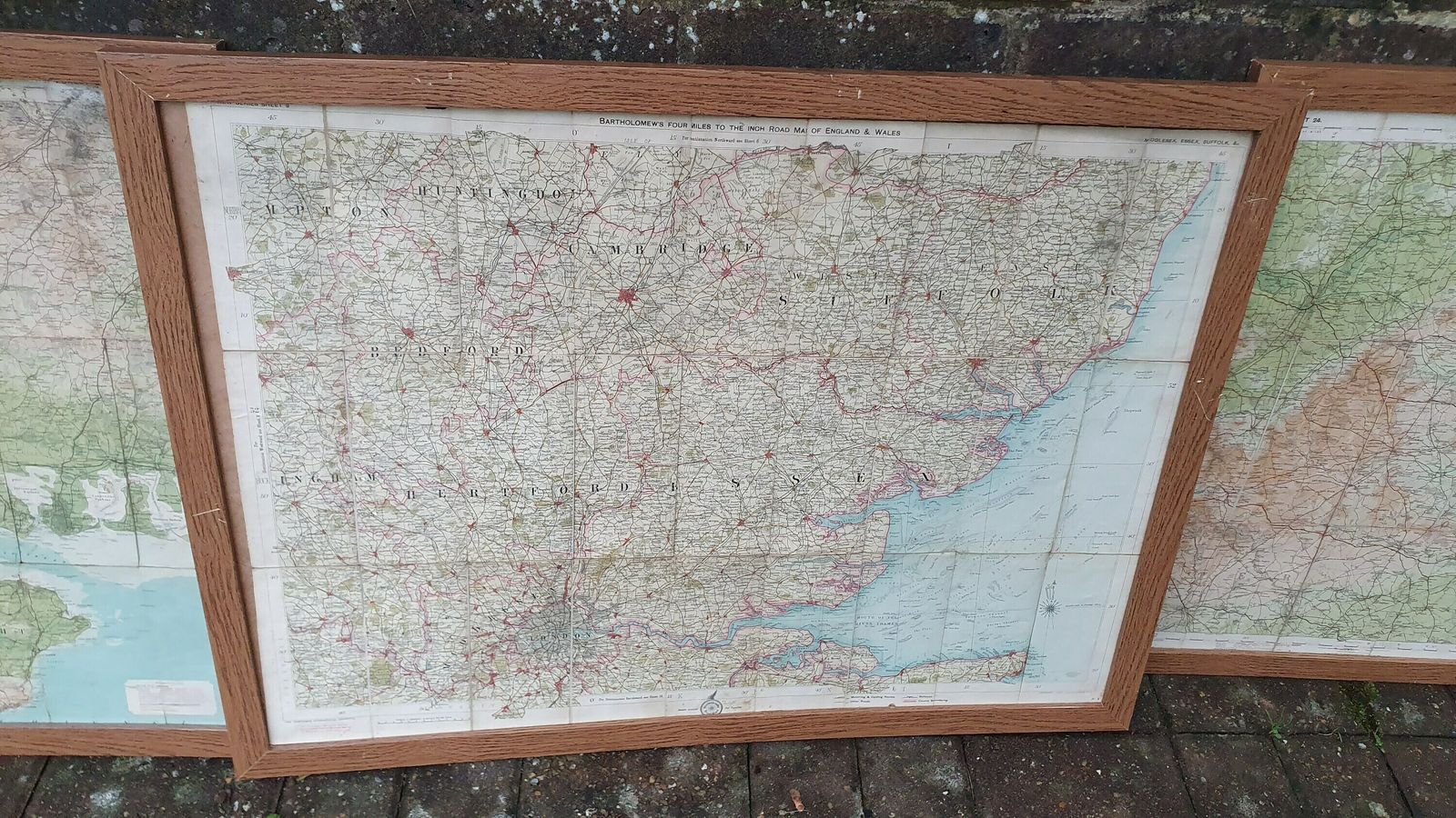 4 Very Large Framed Maps New Forest Middlesex Essex Suffolk Oxford photo for sale