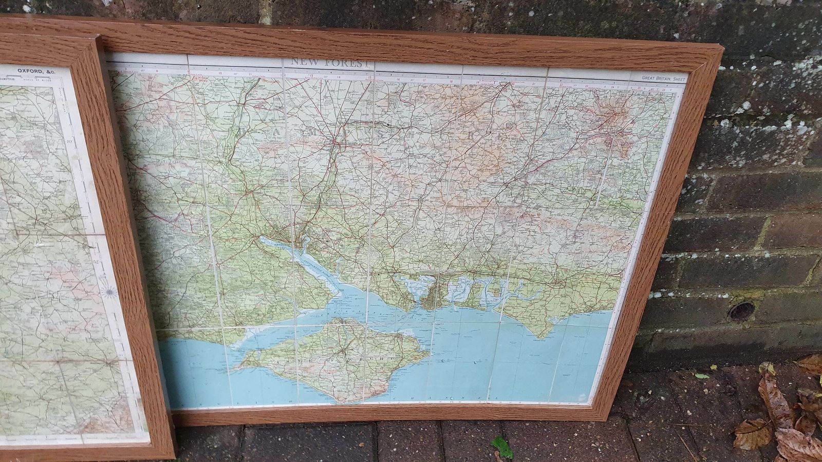 4 Very Large Framed Maps New Forest Middlesex Essex Suffolk Oxford photo vinterior