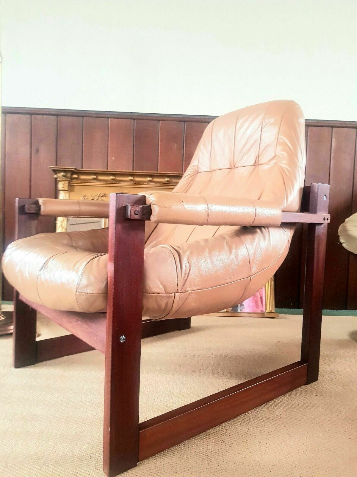 Mid Century Percival Lafer Mp 163 Earth Leather Rosewood Armchair photo furniture