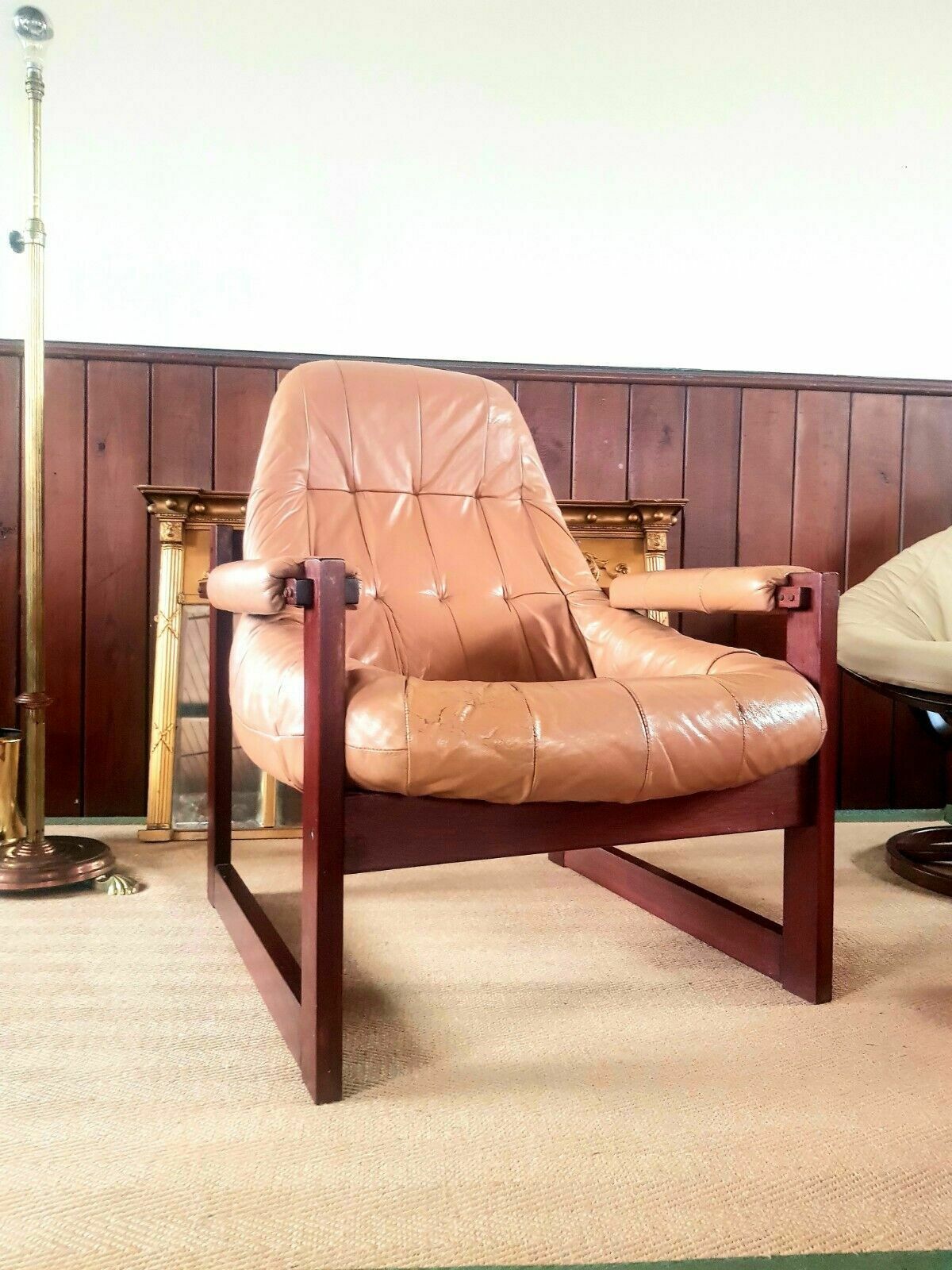 Mid Century Percival Lafer Mp 163 Earth Leather Rosewood Armchair photo for sale