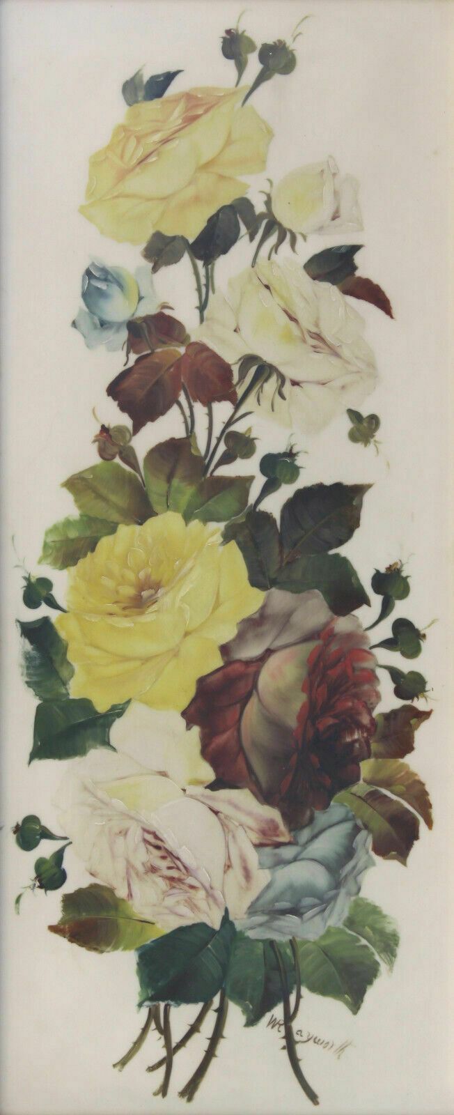 Oil On Ceramic Tile Of Flowers By William Rayworth. photo furniture