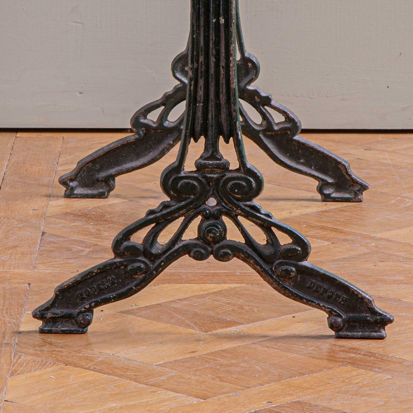 Antique Art Nouveau Period French Bistro Cafe / Garden Table With Marble Top photo for sale