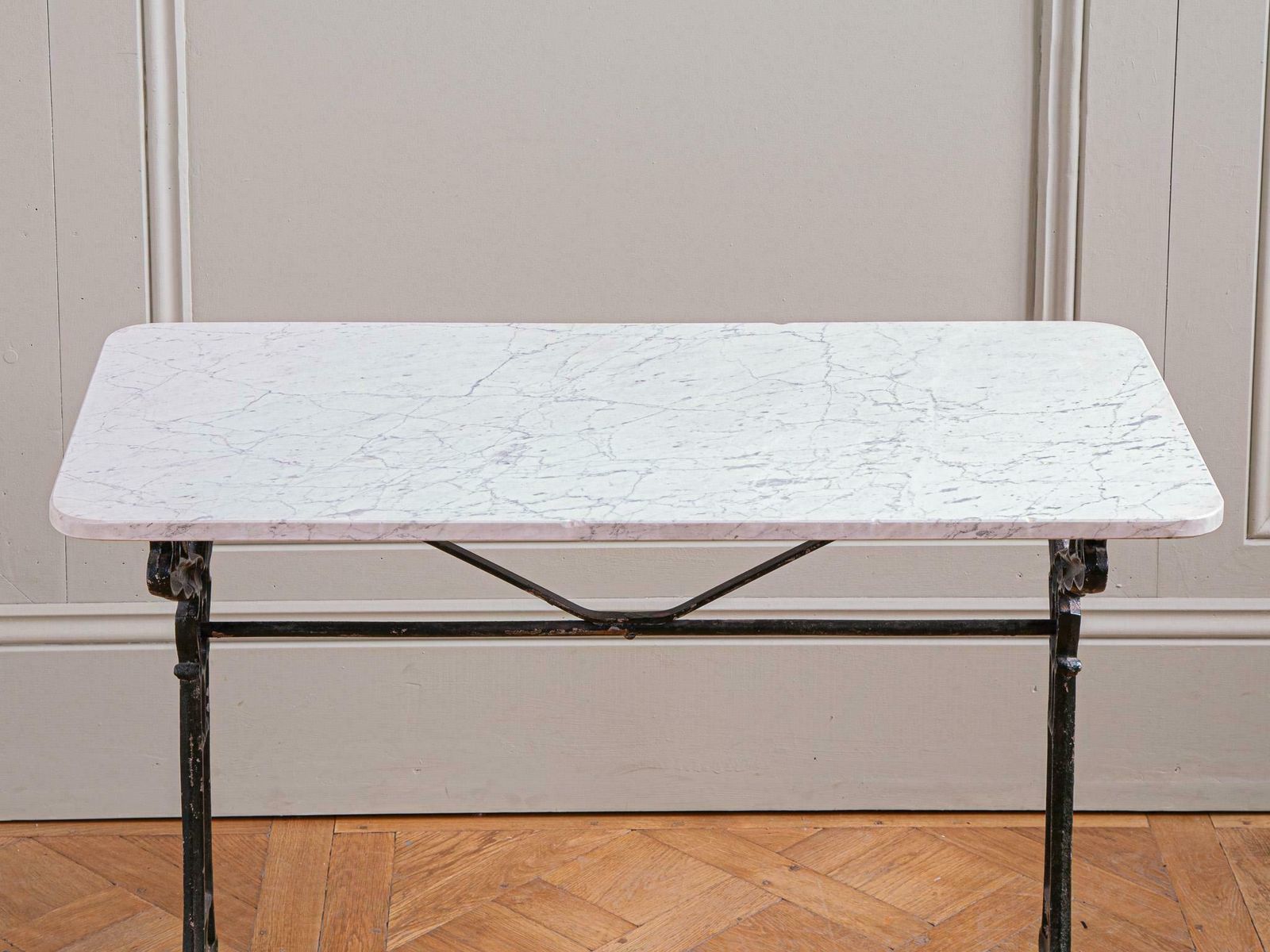 Antique Art Nouveau Period French Bistro Cafe / Garden Table With Marble Top photo 1700.0