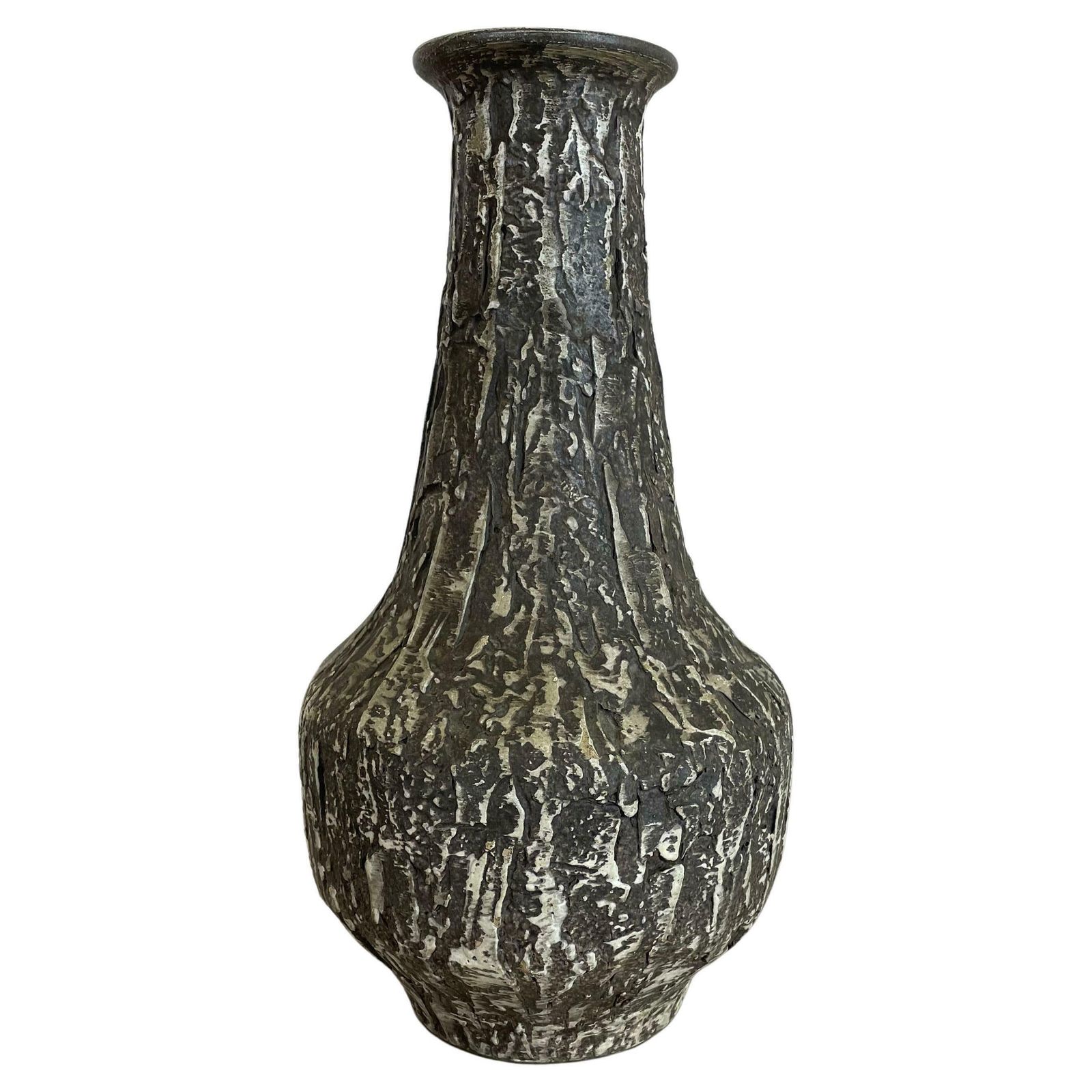 Rare 35cm Grey Brutalist Fat Lava Ceramic Vases By Ilkra Ceramics, Germany 1970s