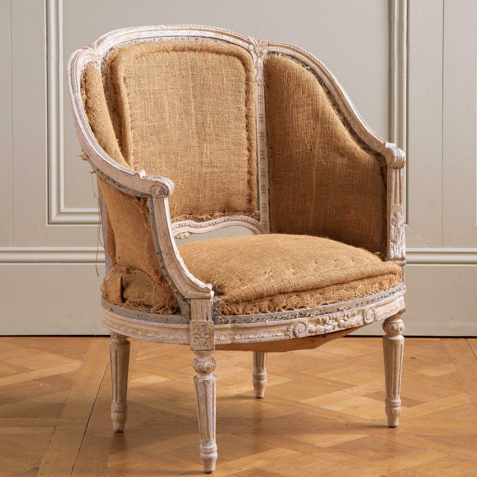 Furniture 19th Century French Pair Of Corbeille Bergere Armchairs photo