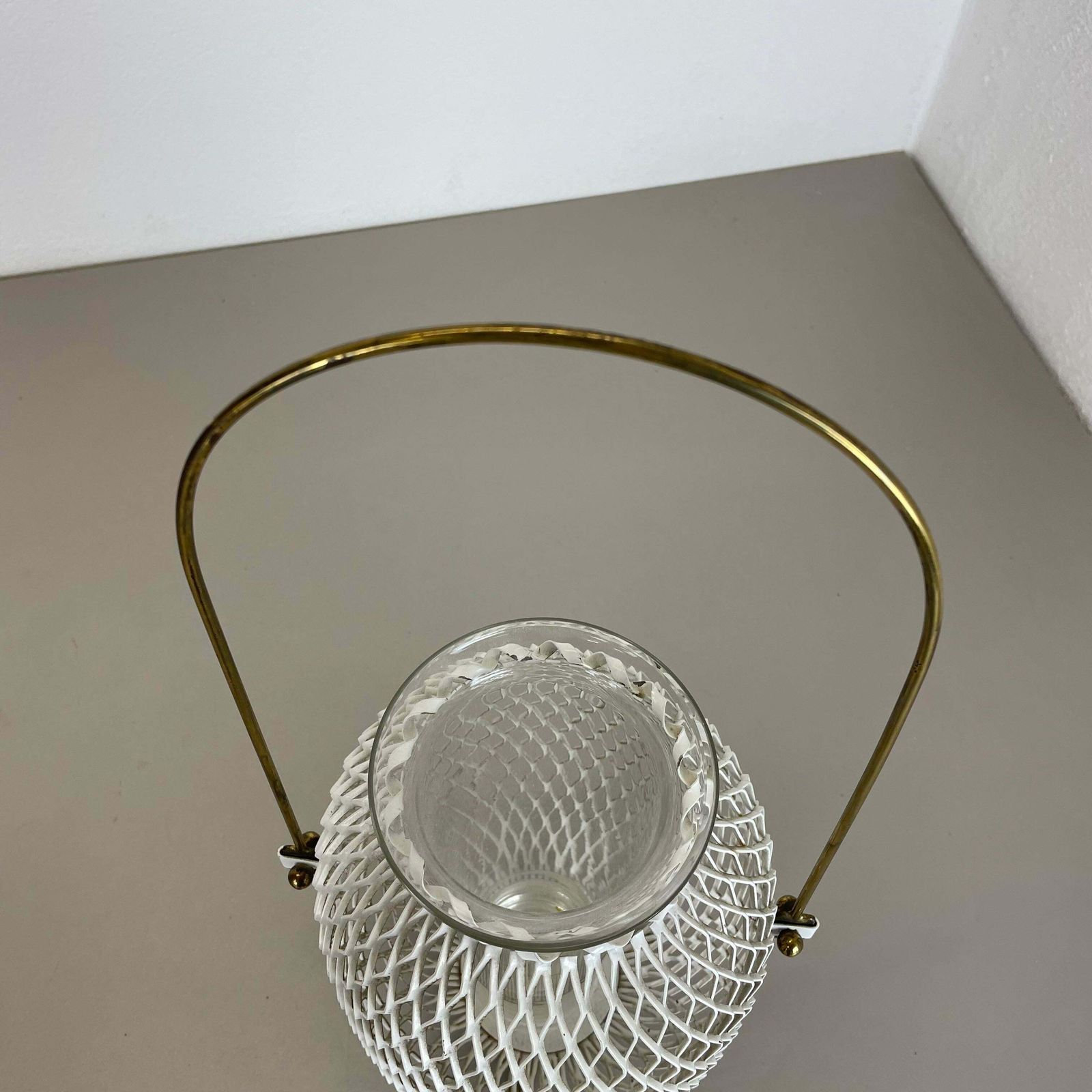 Modernist Metal Mategot Style Vase Flower Pot Plant Stands Element, France 1950s photo for sale