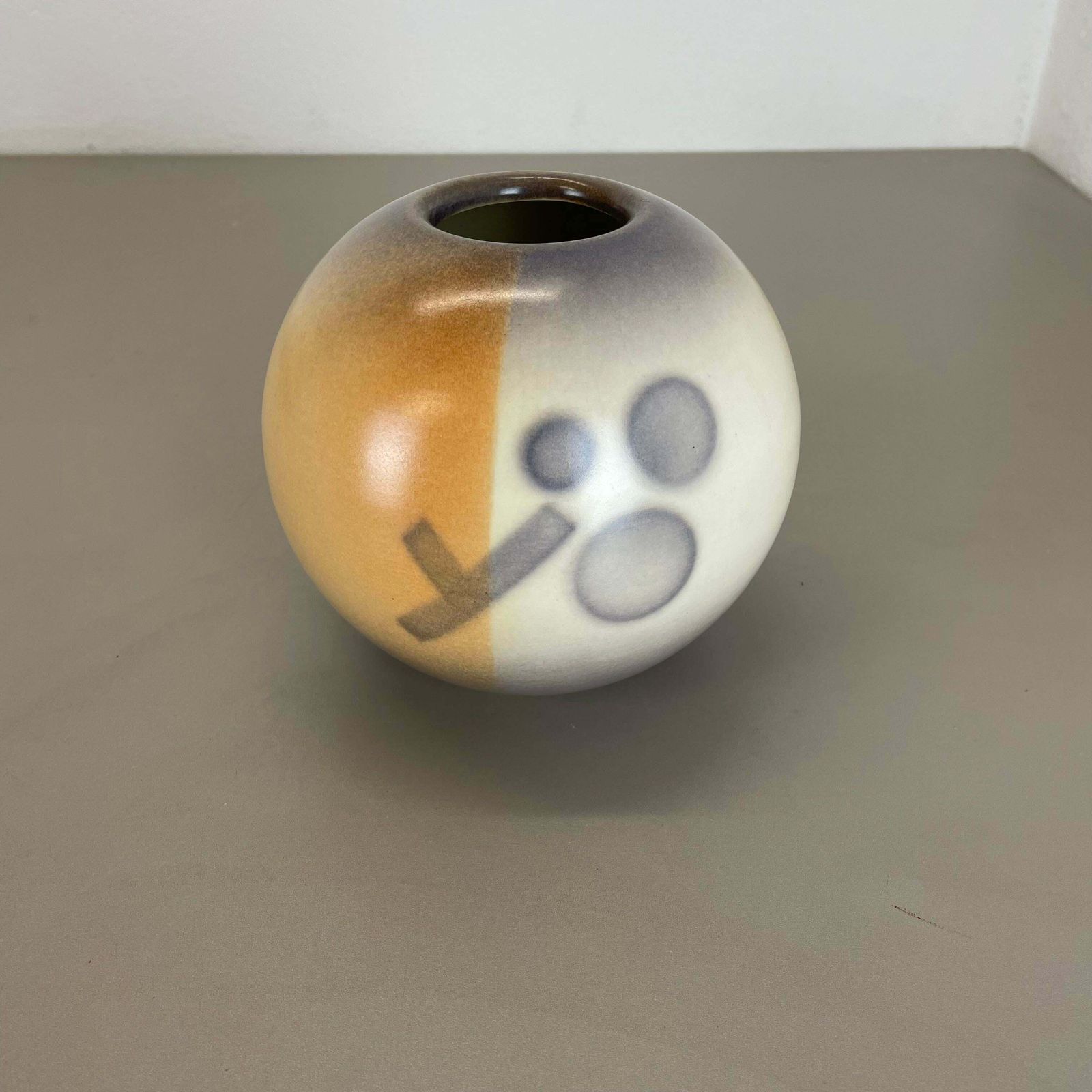 Colorful Bauhaus Ceramic Pottery Vase By Karlsruher Majolika, Germany, 1950s photo vintage