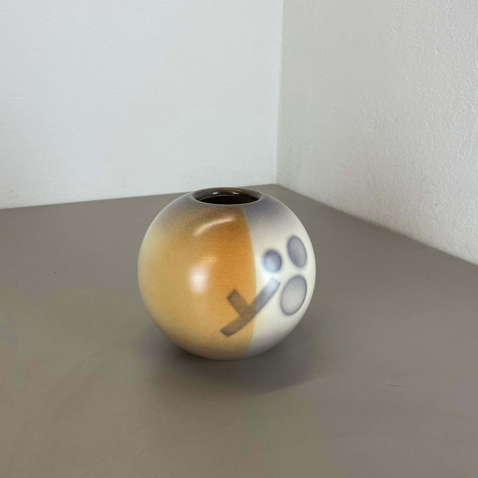 400.0 Colorful Bauhaus Ceramic Pottery Vase By Karlsruher Majolika, Germany, 1950s photo