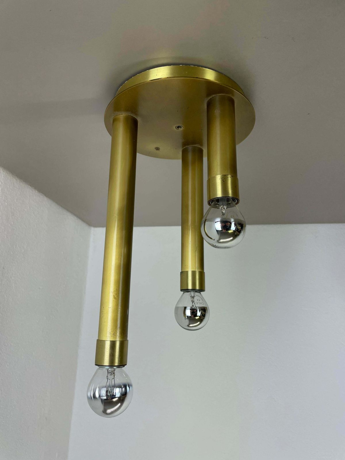 Brass Italian Stilnovo Style Atomic Space Age Ceiling Light Sconces, Italy, 1970 photo furniture