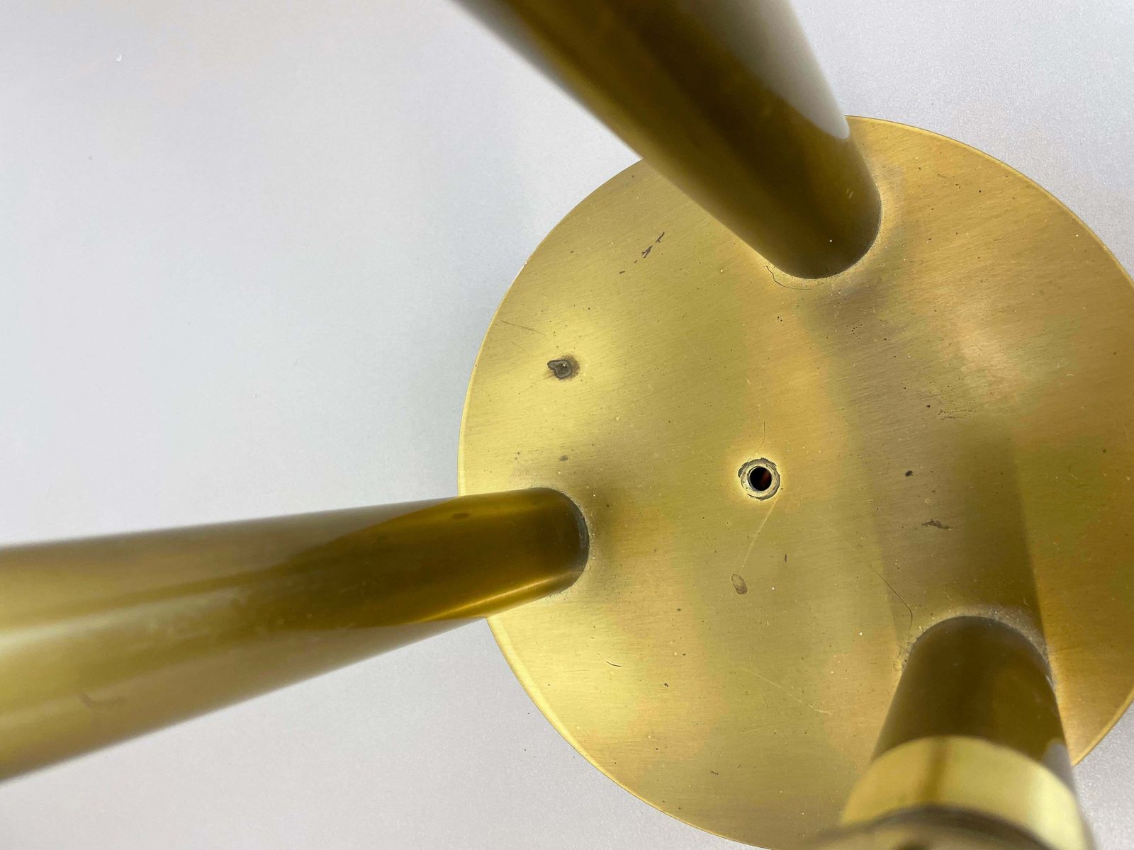 Brass Italian Stilnovo Style Atomic Space Age Ceiling Light Sconces, Italy, 1970 photo vinterior
