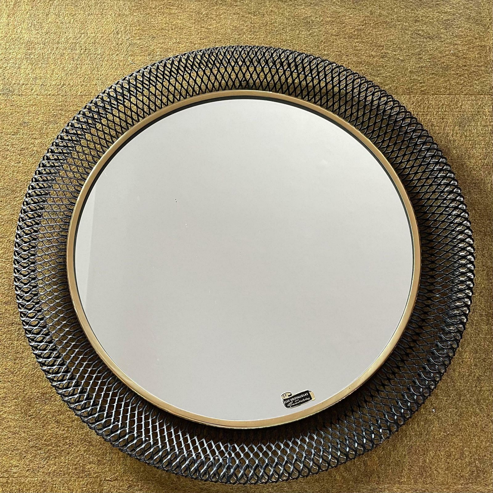 Original Midcentury Bauhaus Rigituelle Mategot Style Mirror, France, 1950s photo for sale