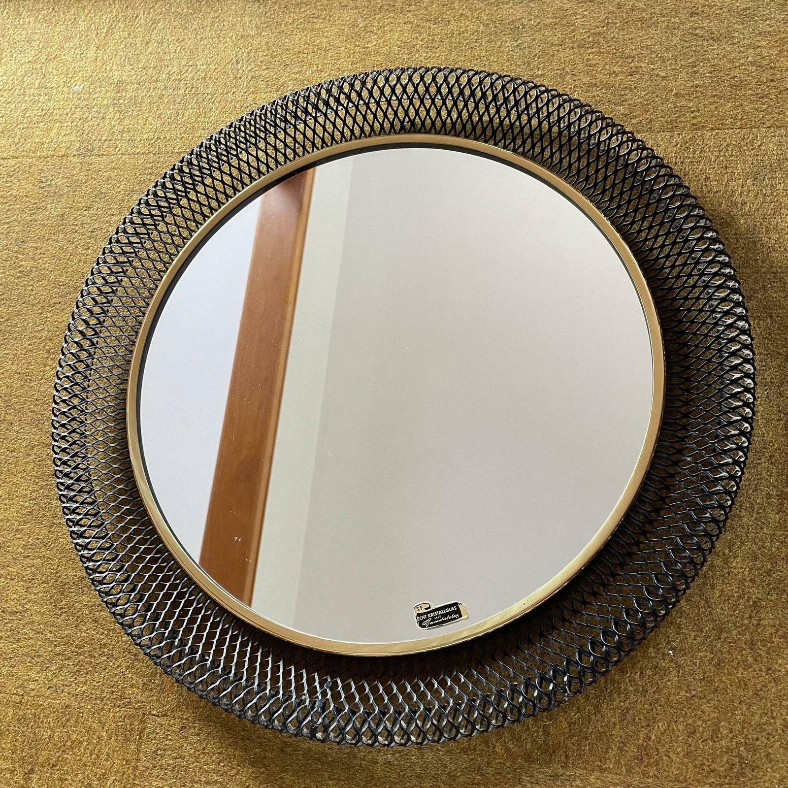 Original Midcentury Bauhaus Rigituelle Mategot Style Mirror, France, 1950s photo Home Decor