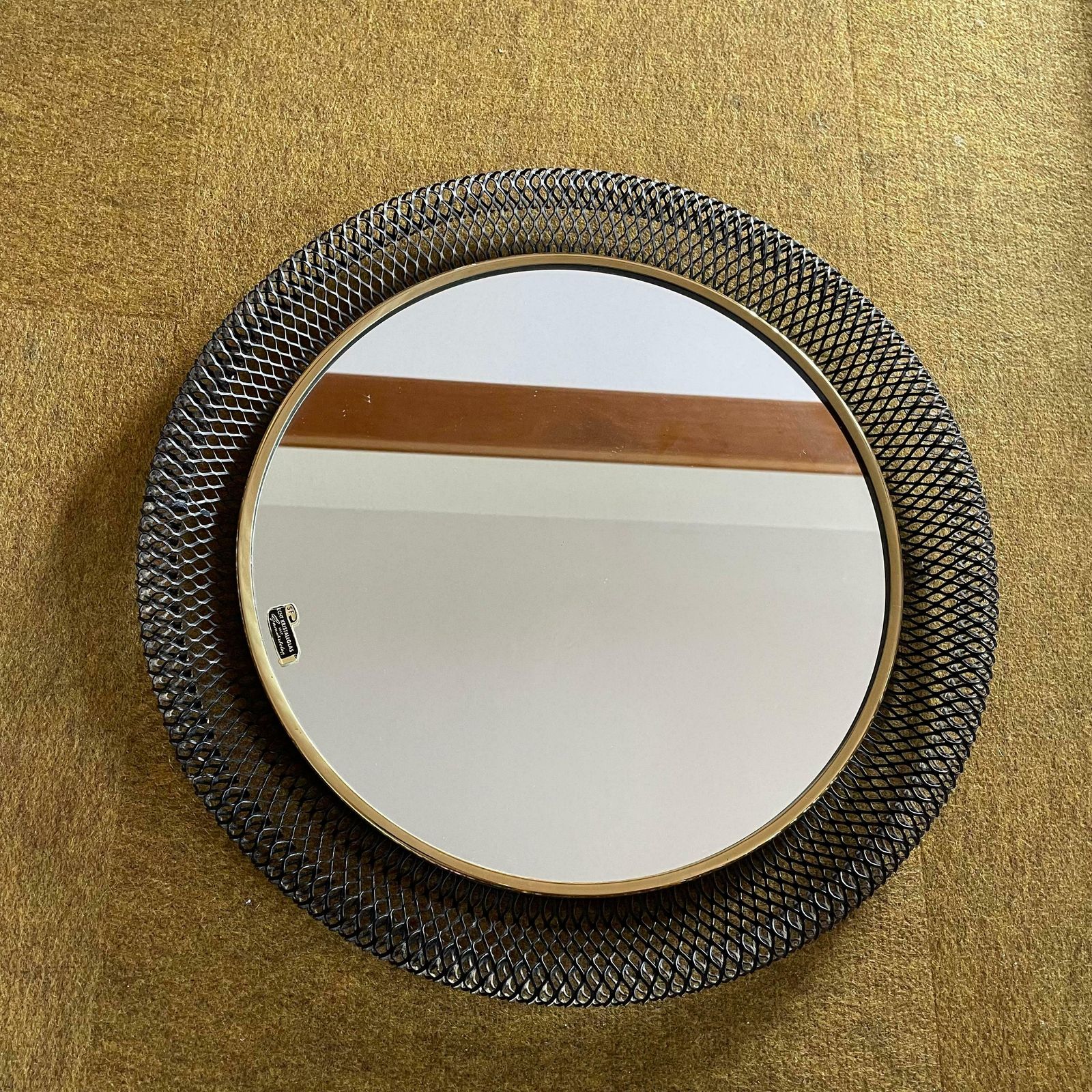 Home Decor Original Midcentury Bauhaus Rigituelle Mategot Style Mirror, France, 1950s photo