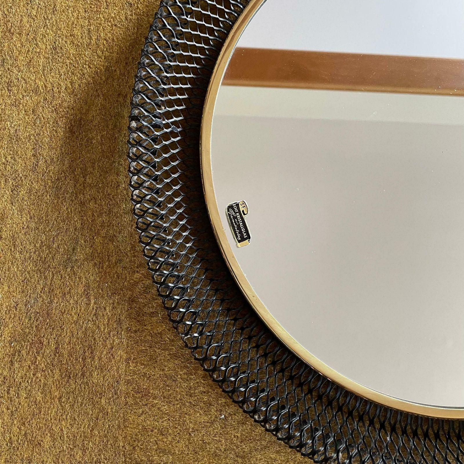 photo vinterior Original Midcentury Bauhaus Rigituelle Mategot Style Mirror, France, 1950s