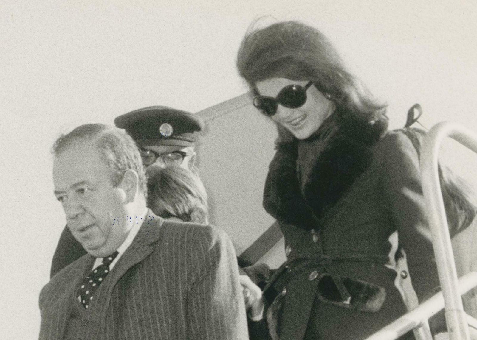 Jackie Kennedy Leaving The Plane, 1970s photo furniture