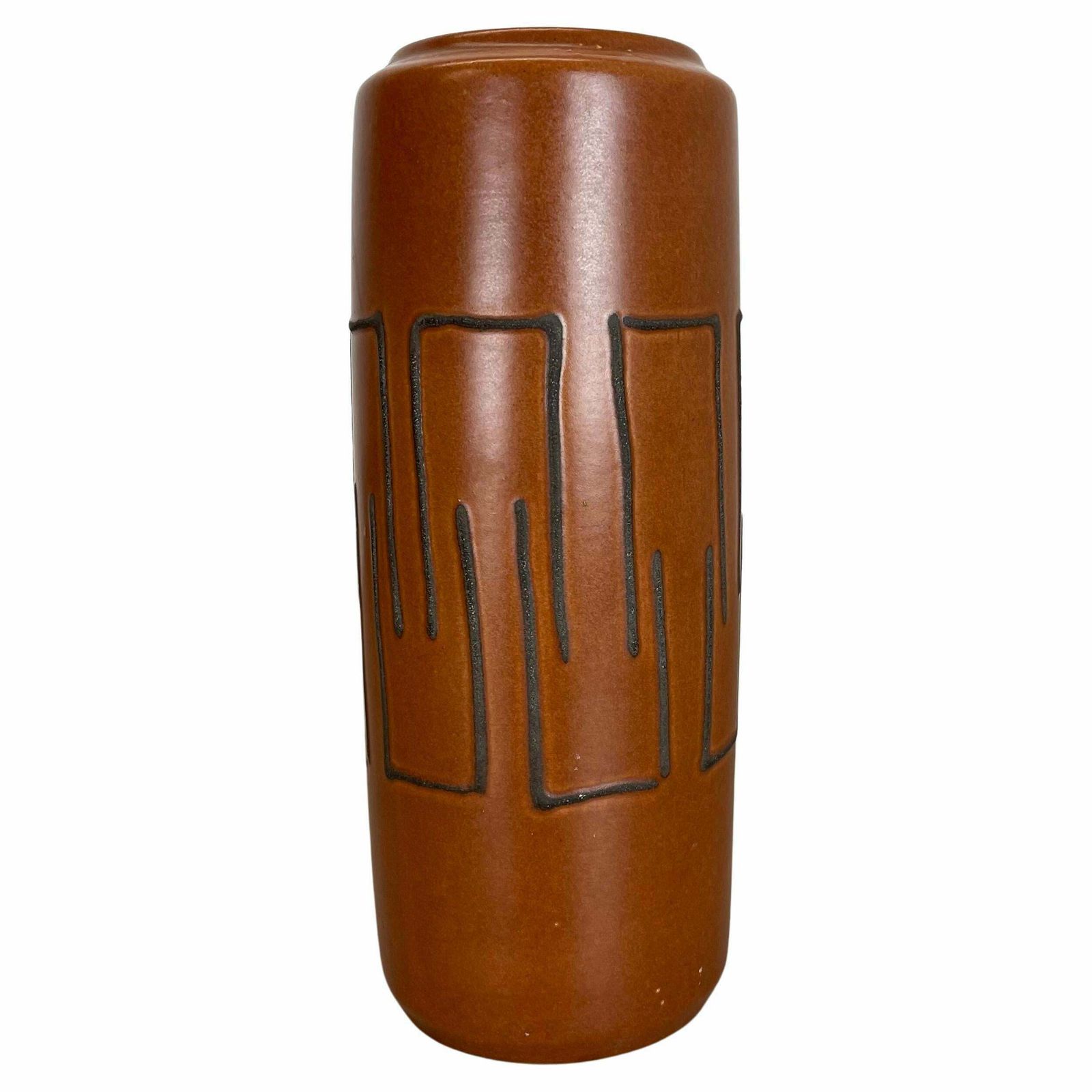 Extraordinary "Abstract Line" Tube Pottery Fat Lava Vase Scheurich Germany 1970