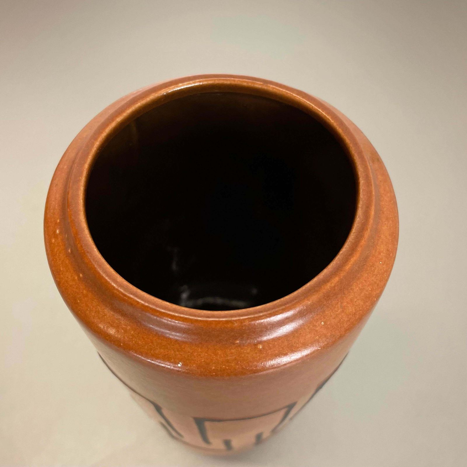 photo for sale Extraordinary "Abstract Line" Tube Pottery Fat Lava Vase Scheurich Germany 1970