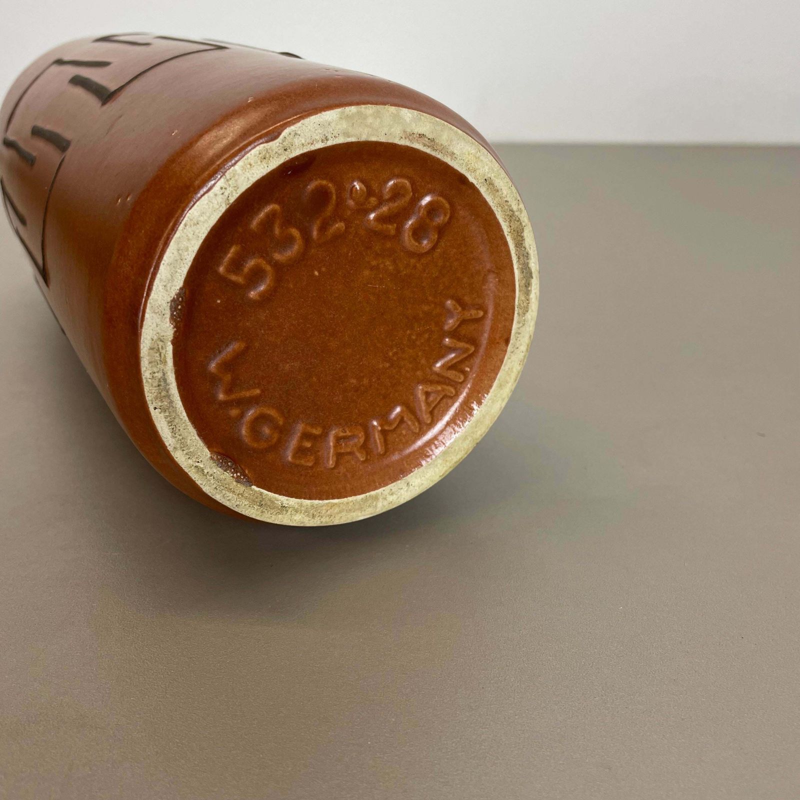 photo vintage Extraordinary "Abstract Line" Tube Pottery Fat Lava Vase Scheurich Germany 1970
