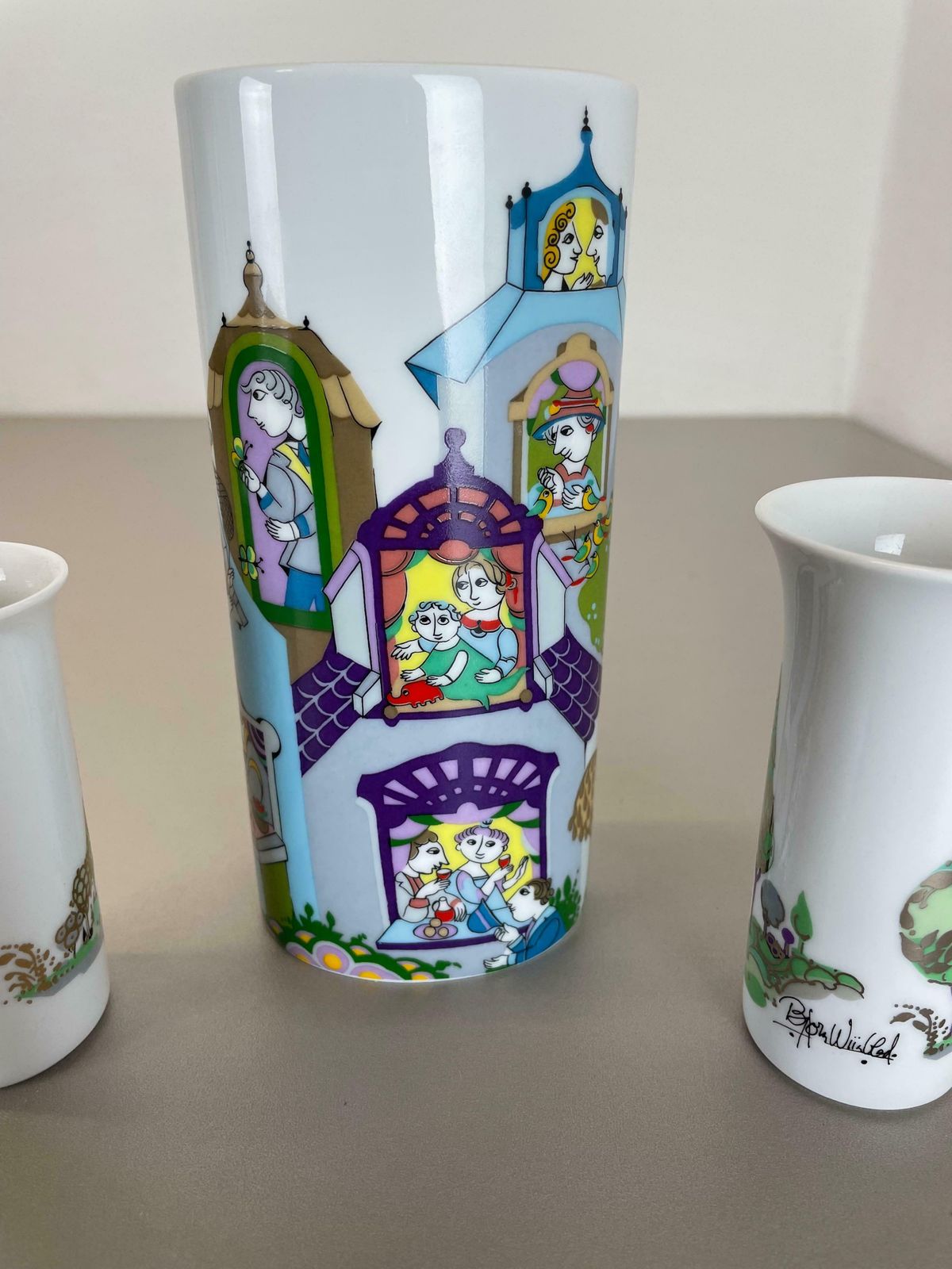 photo buy Set Of 3 Porcelain Vase By Björn Wiinblad For Rosenthal Studio Line Germany 1970